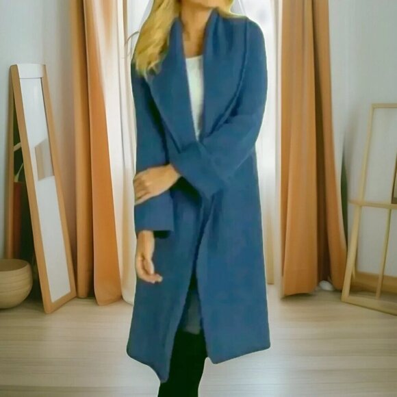 Soft Surroundings Telluride Topper Teal Sweater Coat Size Medium - Picture 2 of 5